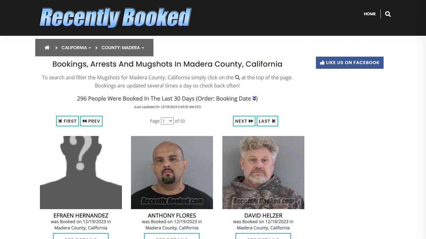 Bookings, Arrests and Mugshots in Madera County, California